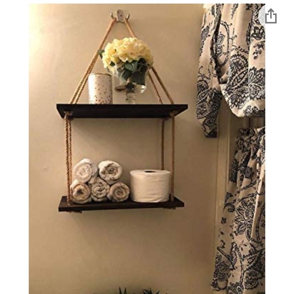 Wood & Rope Hanging Shelf - Picture 4 of 8
